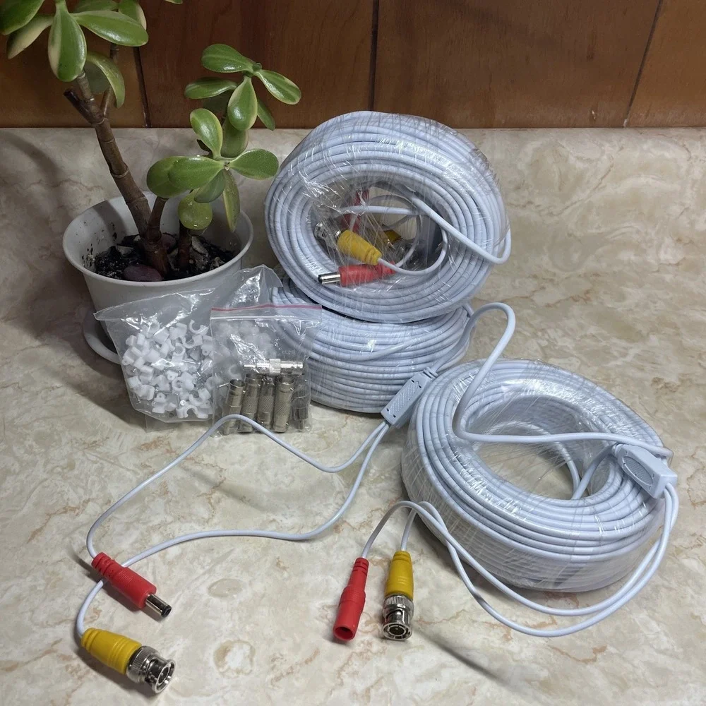 3 - 100ft CCTV Security Camera Cable CCTV Video Power Wire BNC RCA‎ Cord DVR M/F